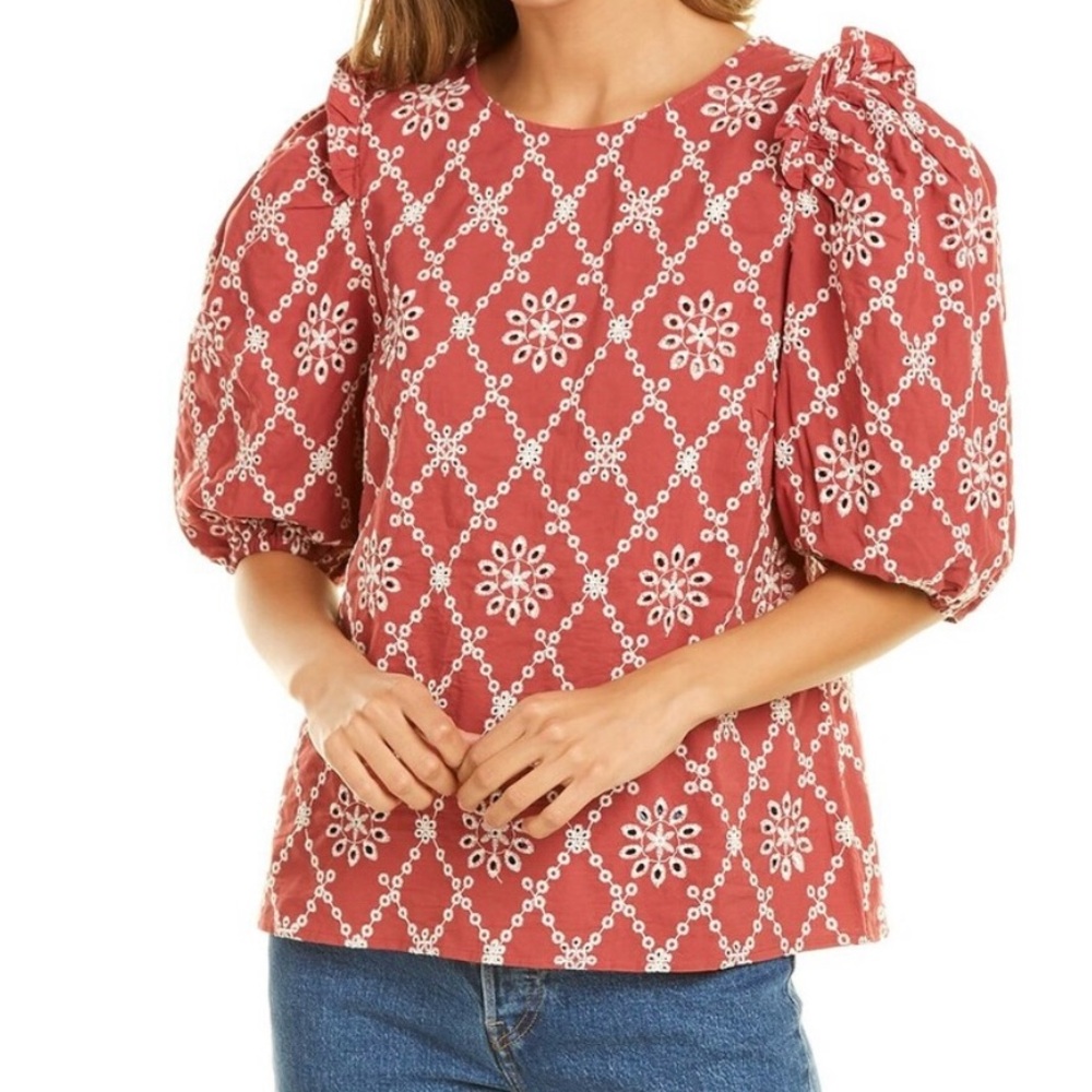 Free The Roses Puffed Sleeve Shirt- Size Small- NWOT